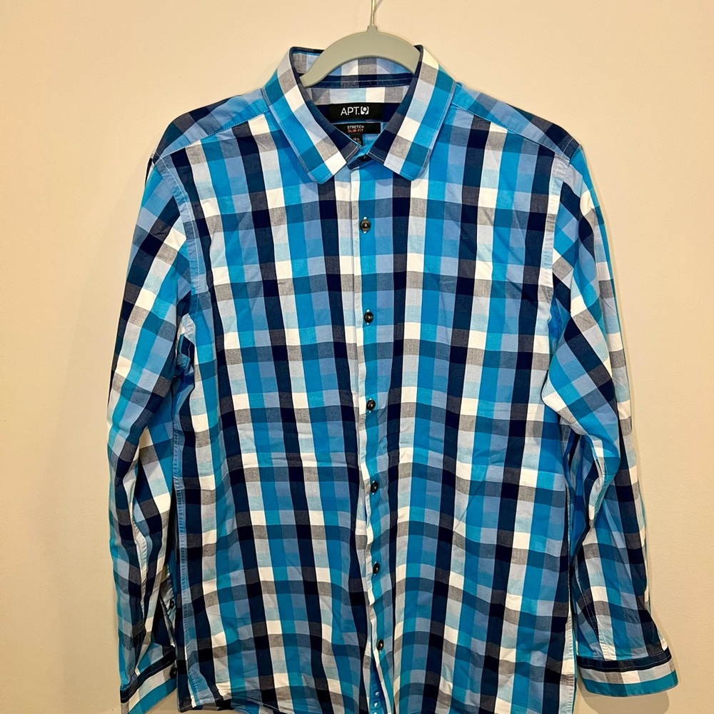 Apt. 9 Men's Casual Blue Checkered Shirt
